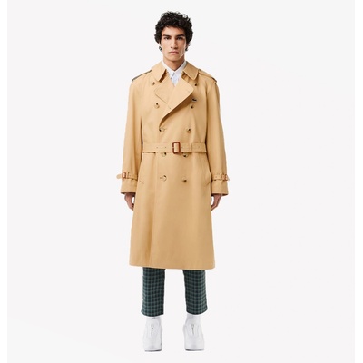 Lacoste Men's Water-Resistant Double-Breasted Belted Trench Coat - Croissant