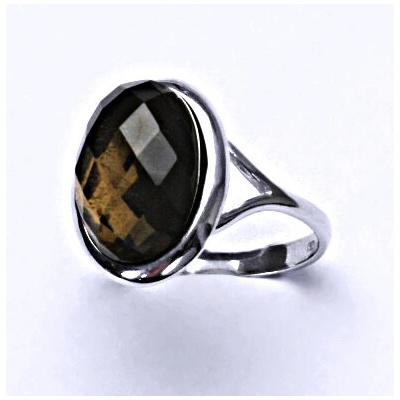 Čištín Stříbrný prsten přírodní kámen záhnědou šachovnice T 1454 m