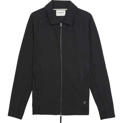 Lyle & Scott Diagonal Interlock Collared Zip Through - Black