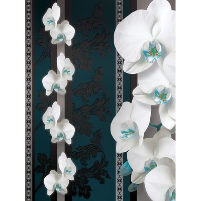 Preinterier Fototapeta panel - PL0115 - Biele kvety na tmavom pozadí vlies - 206cm x 275cm