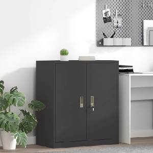 vidaXL Шкаф за съхранение Черен 80 х 40 х 90 см Стомана (891682)