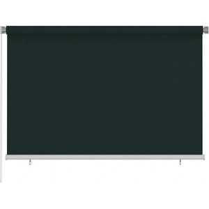 vidaXL Външна ролетна щора, 225(Ш)x140(В) см, тъмнозелена, HDPE (312817)