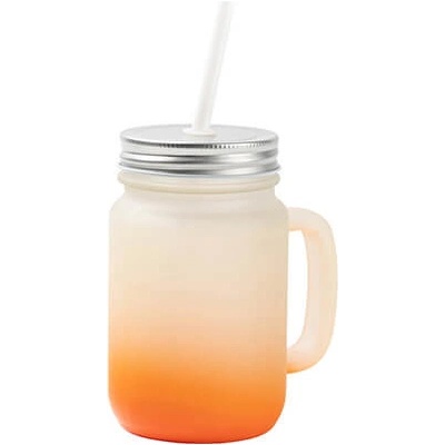 Mason Sklenice Jar matná oranžový gradient sublimace termotransfer 350 ml