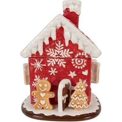 Clayre & Eef Červená keramická dóza perníková chaloupka 22 x 28 cm – Hledejceny.cz