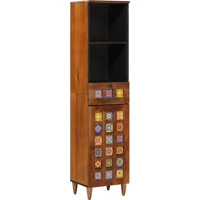 vidaXL Шкаф за баня с чекмедже с рафт с врата Орех 38 x 33 x 160 см (4018246)
