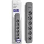 Qoltec Power strip | 6 sockets | 1.8m | Gray