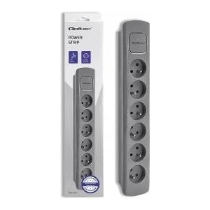 Qoltec Power strip | 6 sockets | 1.8m | Gray