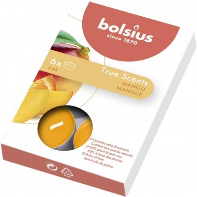 Bolsius 6 бр. чаени свещи Bolsius с аромат на манго (TRU-PB15-10-MAN-TS)
