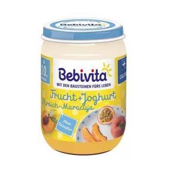 Bebivita Био плодов десерт Bebivita, дует с йогурт, праскова и маракуя, 190гр, 4018852029472