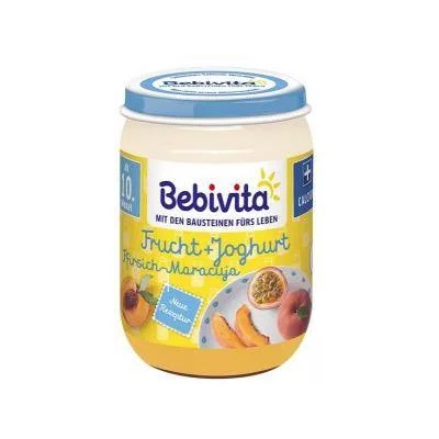 Bebivita Био плодов десерт Bebivita, дует с йогурт, праскова и маракуя, 190гр, 4018852029472