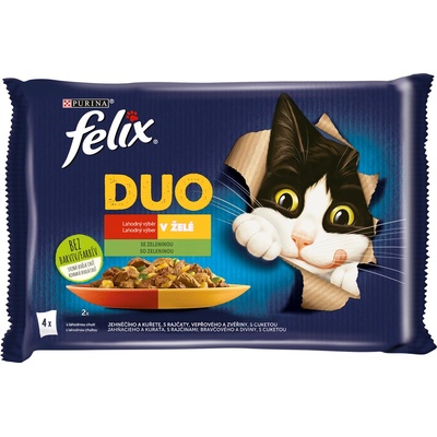 Felix Fantastic DUO jehněčí a kuře s rajčaty vepřové a zvěřina s cuketou v želé 4 x 85 g