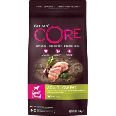 Wellness Core Small Breed Low Fat pre dospelých psov malých plemien moriak 1,5 kg