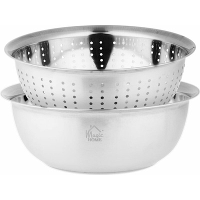 MagicHome Cedník MagicHome, 26,5 cm, s miskou, okrúhle otvory, nerez