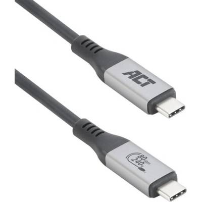 ACT Кабел ACT AC7452, от ThunderBolt 5(м) към ThunderBolt 5(м), 1.5m, 16K@120Hz, 80Gbps, 240W, черен (AC7452)