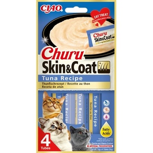 Inaba Foods Churu Skin & Coat за котки, с вкус на риба тон, 4x14g