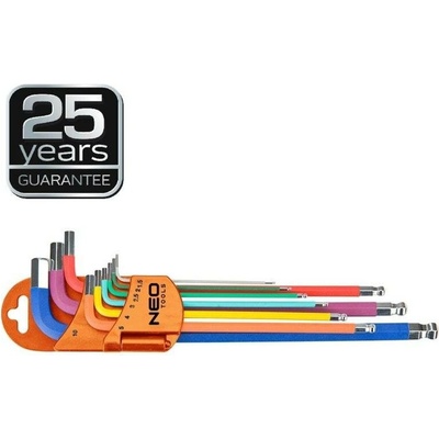 Sada metrických zástrčných klíčů IMBUS 1,5-10 mm 9ks kulička color NEO tools