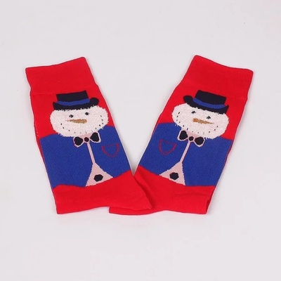 Мъжки коледни чорапи в червено със снежен човек