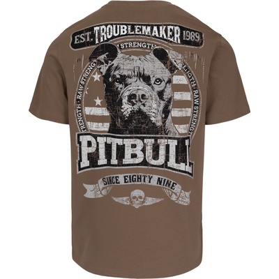 PitBull West Coast pánské triko TROUBLEMAKER hnědé