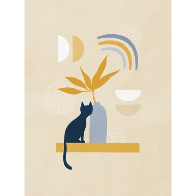 Plagát, Obraz - Modern Cat and Botanicals, Dominique Vari, 30 × 40 cm