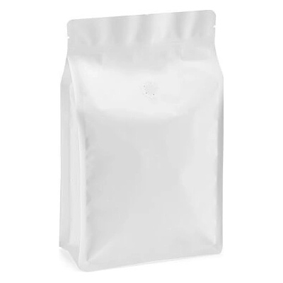 Sáček s plochým dnem |bílý mat| ZIP | ventil obsah 250g (130 x 225 + 65 mm)
