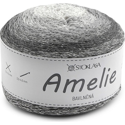 Bavlněná pletací příze Amelie s lurexem 200 g - 1 šedá stříbrná