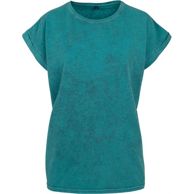 Built your Brand Acid washed Extended Modrozelená