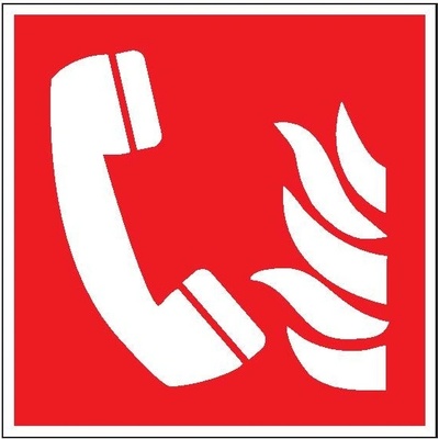 Piktogram Ohlasovňa požiaru podľa ISO 7010 - 100x100 mm, Pastová tabuľka 0,5 mm