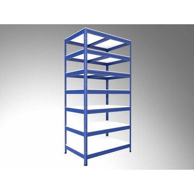 Biedrax Regál na šanóny 45 x 75 x 270 cm, modrý, 7 políc biele lamino 12mm, 200 kg na policu