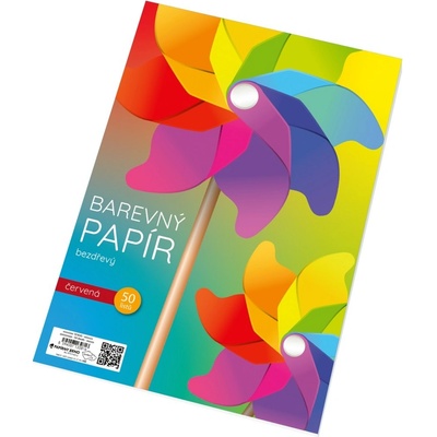 Barevný papír A4 80 g 50 listů červená