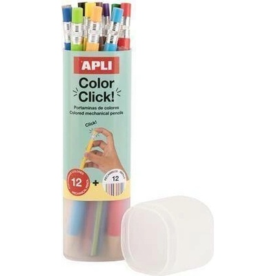 Apli mechanická pastelka Color Click sada v plastovém pouzdře 12 různých barev 20080 LCA20080
