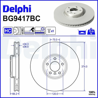 Brzdový kotúč DELPHI BG9417BC