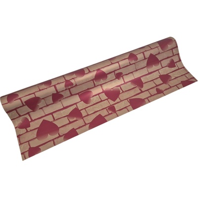 Floristická fólie 50cm x 9,1m - serdce cihla 18/17 zlatá
