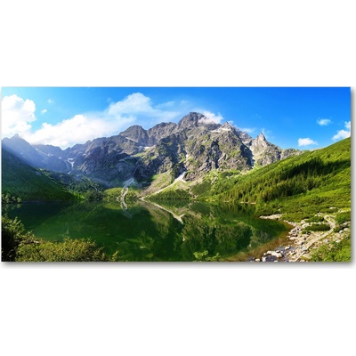 Foto obraz fotografie na skle Morské oko Tatry 100x50 cm