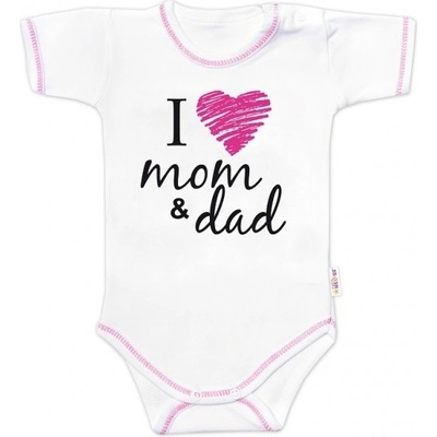 Baby Nellys Body krátký rukáv Baby Nellys I love mom & dad holka