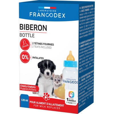 Francodex Fľaša pre kŕmenie šteniat a mačiatok 120 ml