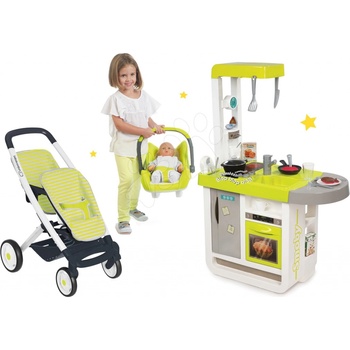 Smoby Set kuchynka elektronická Cherry so zvukmi+ kočík Maxi Cosi & Quinny s autosedačkou 310908-3