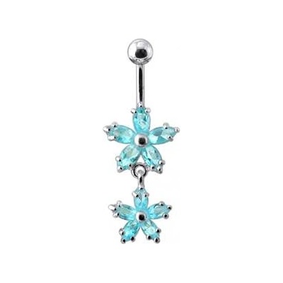 Šperky4U stříbrný piercing do pupíku kytičky BP01117-Q