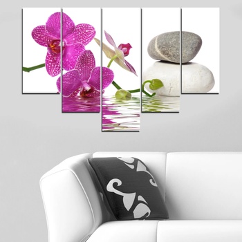 Vivid Home Картини пана Vivid Home от 5 части, Цветя, Канава, 110x65 см, 6-та Форма №0561