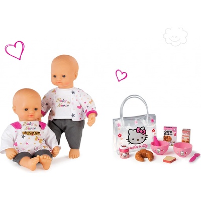 Smoby Set Baby Nurse Zlatá edícia 32 cm a raňajkový set Hello Kitty