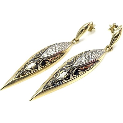 Jan Kos jewellery zlaté náušnice s bílým kamenem 31500595