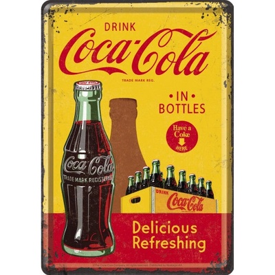 NOSTALGIC ART cedule COCA-COLA In Bottles yellow