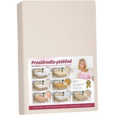 Bellatex Plátěné prostěradlo s gumou 172/208 bílé káva 140x200