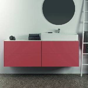 Ideal Standard Atelier Conca стенен шкаф за шкафове, червено-оранжев мат, 4 чекмеджета, 200 см (T3993Y3)