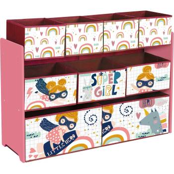 Ginger Home Органайзер-етажерка за играчки и книжки Ginger Home - Super Girl, с 9 коша (TF6018)