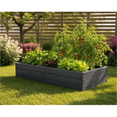 Prosperplast Vyvýšený záhon plastový WOODY 1492x756x250mm antracitový