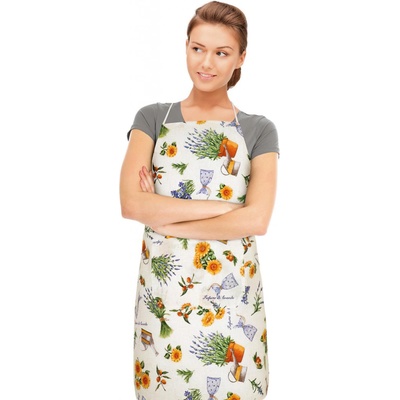 Bellatex kuchyňská zástěra EMA 7750/561 LEVANDULE FIALOVÁ ŽLUTÁ 67x84cm