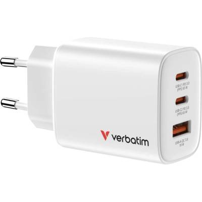 Verbatim GaN Nabíječka Essentials 65W, 2xUSB-C, 1xUSB-A, bílá (32353)