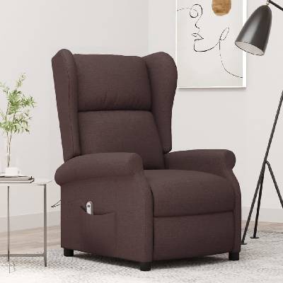 Petrashop 3098324 Elektrické polohovací křeslo ušák tmavě hnědé textil