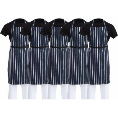 Gastrofans Whites zástěra s laclem tmavě modrá s proužkem 5 ks 71 x 96 cm