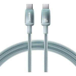 Baseus Кабел за данни Discolor (E0420701) - Baseus - USB-C към USB-C, 100W, 480Mbps, 2м - Синьо/Зелено